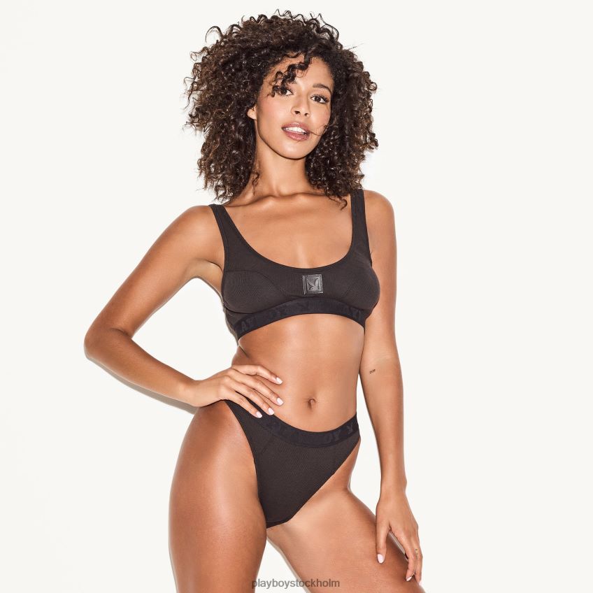 essentiella bh:n med ribb scoop neck Playboy kvinnor 62L66F1569 svart Kläder