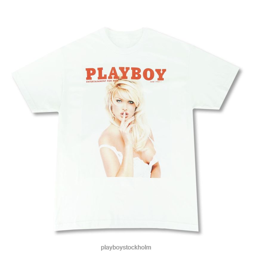 juni 1997 victoria silvstedt täcktröja Playboy män 62L66F33 vit Kläder