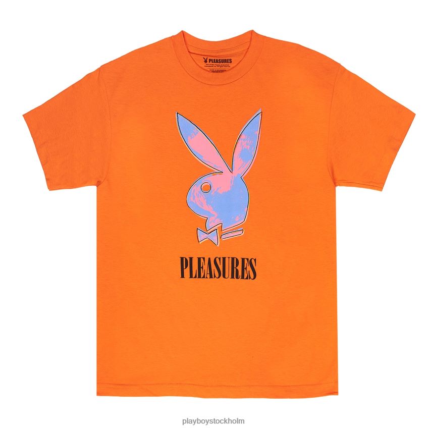 popkonst t-shirt Playboy x Pleasures män 62L66F176 orange Kläder