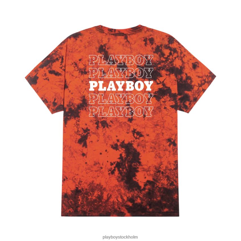 upprepande masthead tie dye t-shirt Playboy män 62L66F199 orange svart slipsfärg Kläder