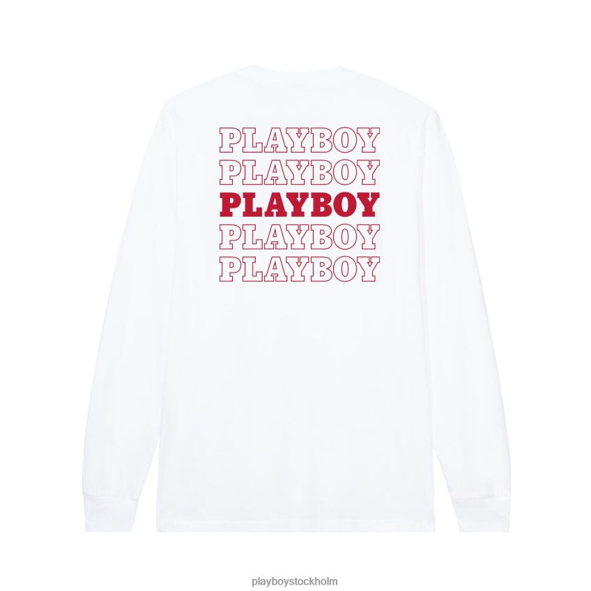 upprepande masttopp lång ärm Playboy män 62L66F64 vit Kläder