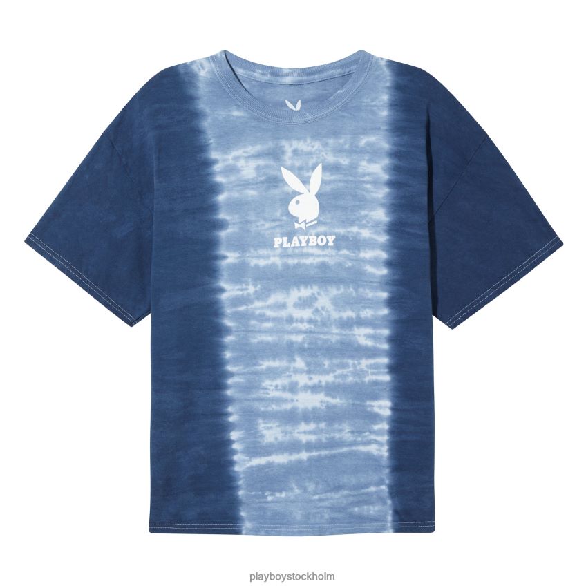 vertikal tie-dye t-shirt med logotyp Playboy män 62L66F122 molnigt blått Kläder