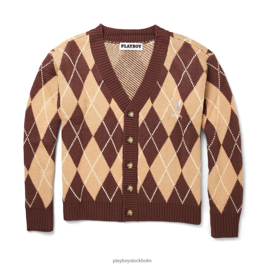 vintage argyle cardigan Playboy män 62L66F510 solbränna Kläder